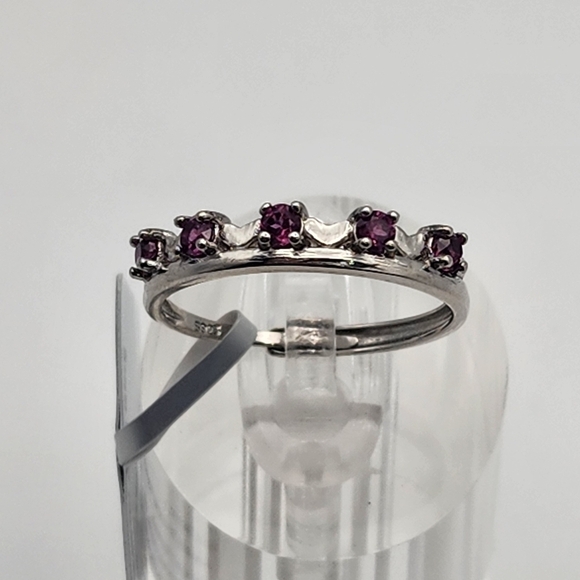 Jewelry - NWT Sterling Silver & Natural Purple Garnet Adjustable Ring